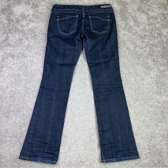 Express Jeans Women’s 26X31 Blue Bootcut Slim Fit Low Rise Dark Denim Stretch - Picture 3 of 13
